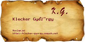 Klecker György névjegykártya
